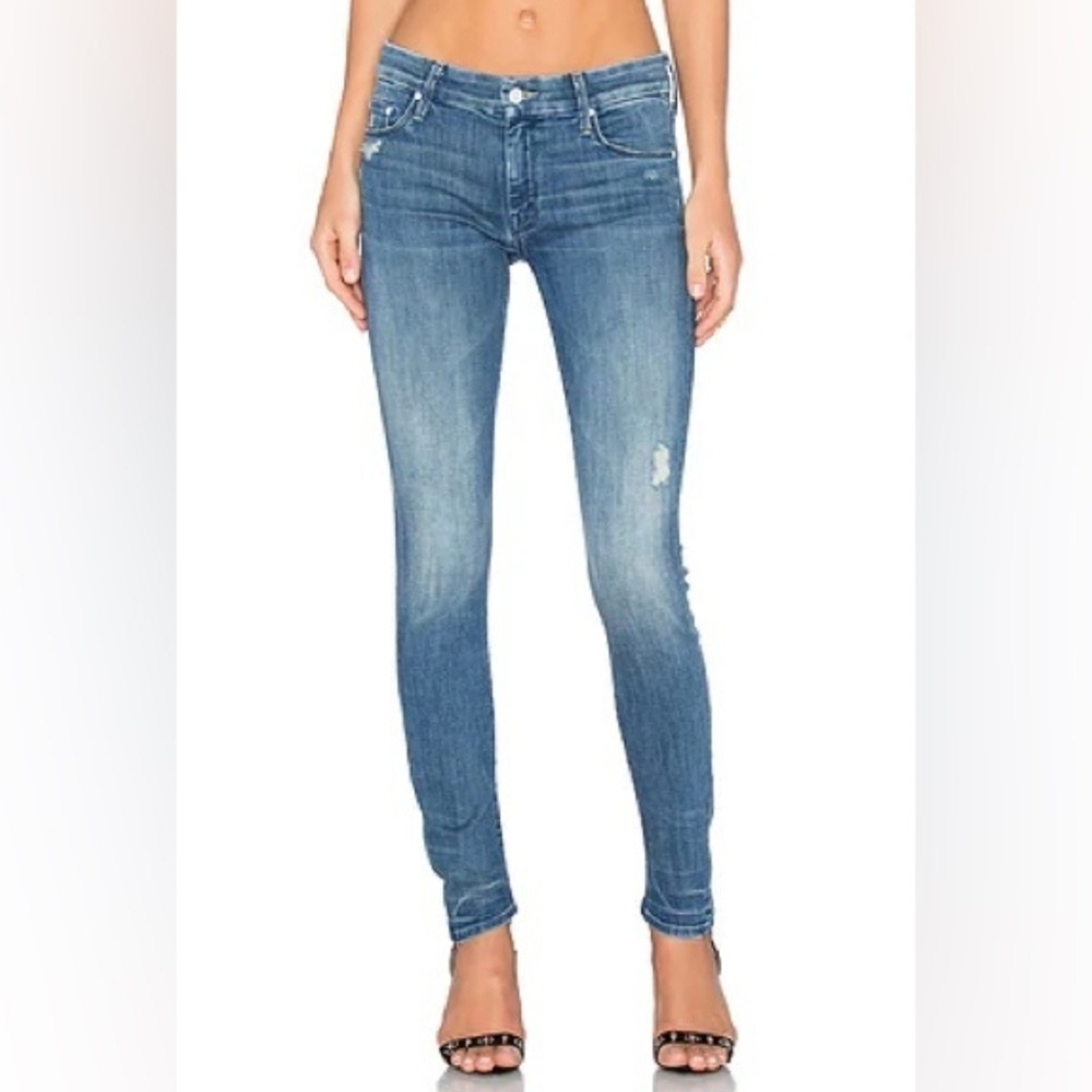 Mother Denim The Looker Skinny Jeans 27 in Graffiti Girl Blue